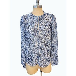 Cavendish Blue Floral Polyester Blouse 38 US Small